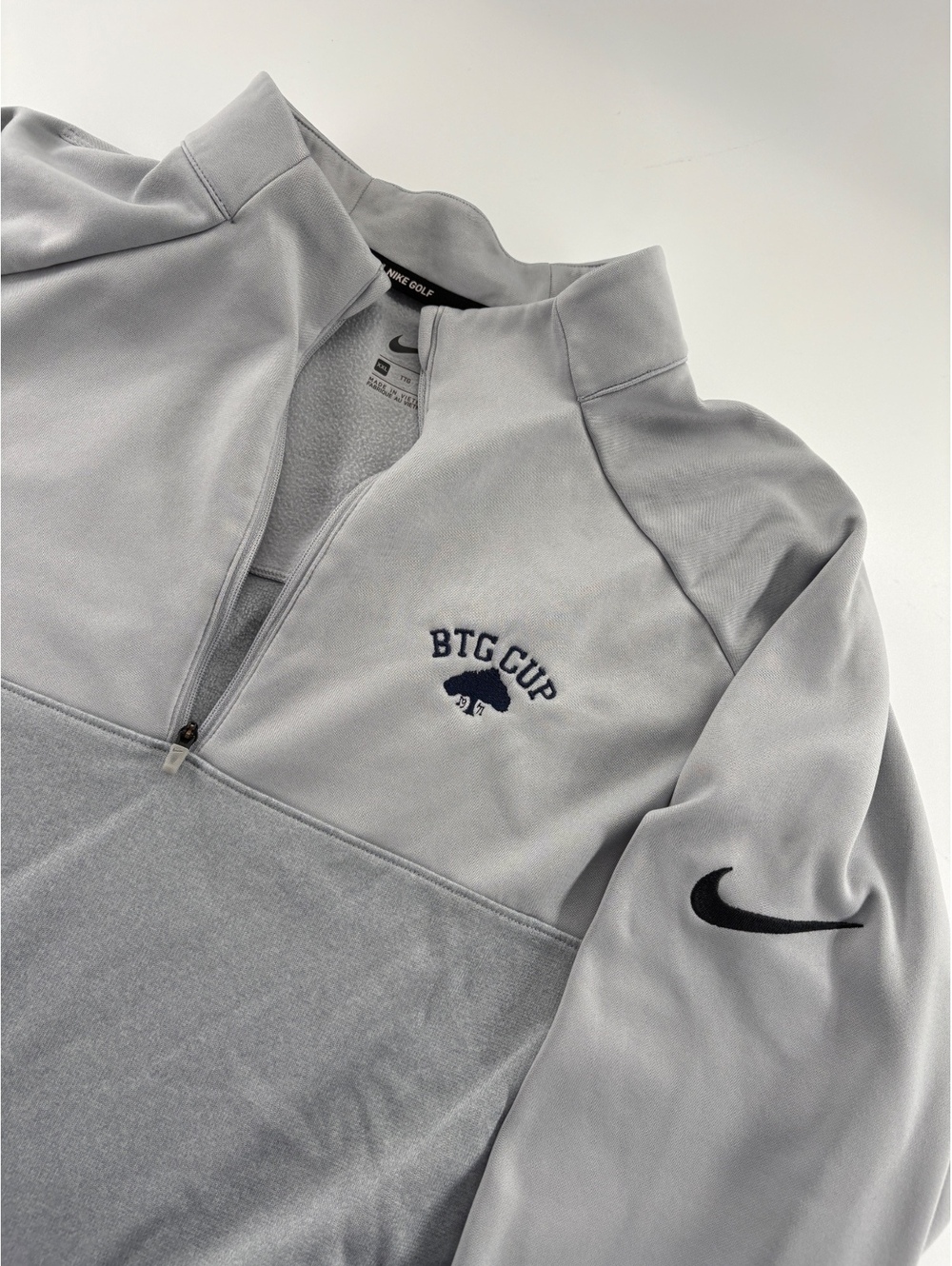Nike Golf Raintree CC Fleece Lined Quarter Zip Men's XXL Grey/Silver